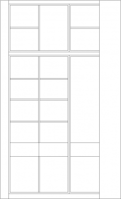 2900mm Height Corner Closet with Shelves Front Elevation dwg Drawing