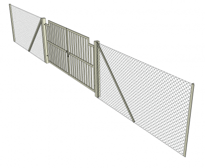 Chain link fence and gate Sketchup model 