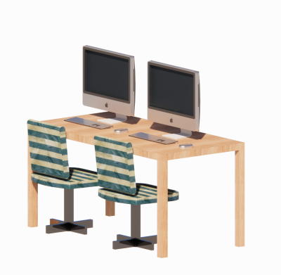 2 Seat computer desk revit model