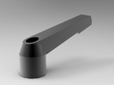  Autodesk Inventor ipt file 3D CAD Model of plastic Lever with smooth bored insert, A (mm)=65	X (mm)=8	T1 (mm)=14	D1 (mm)=18.3