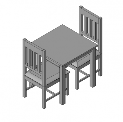 2-местный обеденный стол и стулья Revit model