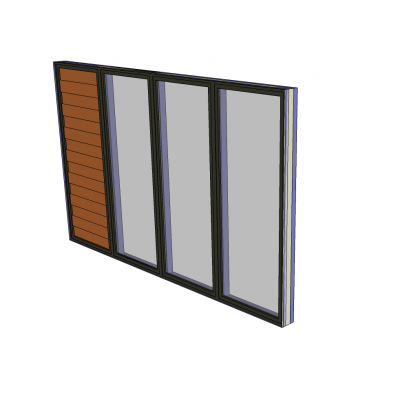 Window with cedar louvre 3D DWG model