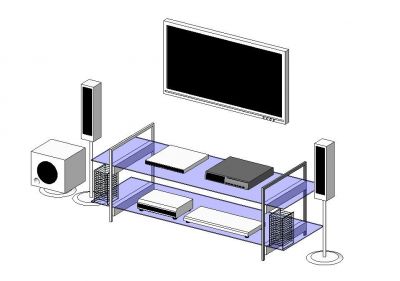 Plasma Screen with Home Theatre System Revit Family 