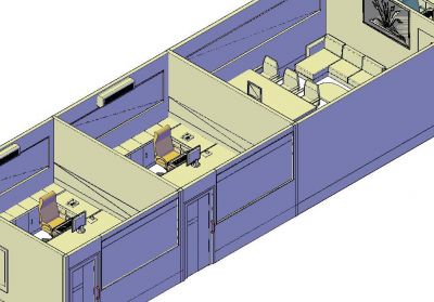 Office Space planning 3D dwg