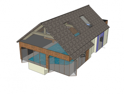 屋内プールとジムのデザイン3D Sketchupモデル