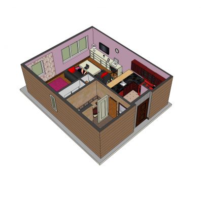 Studio apartment design Sketchup model 