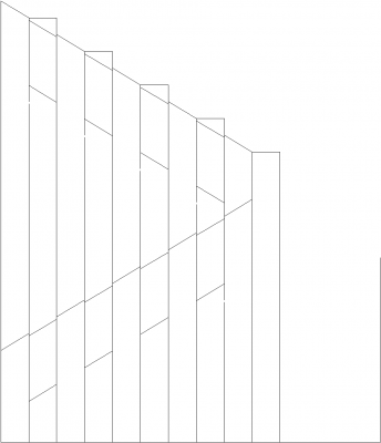 3454mm Wide Curve Shape Threads with Vertical Steel Railings Right Side Elevation dwg Drawing