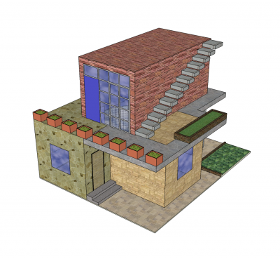 Minimalist home design Sketchup model 