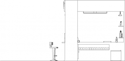 3594mm Height Bar Counter with Shelves and Bar Stools Front Elevation dwg Drawing