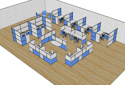 Office design layout Sketchup model 