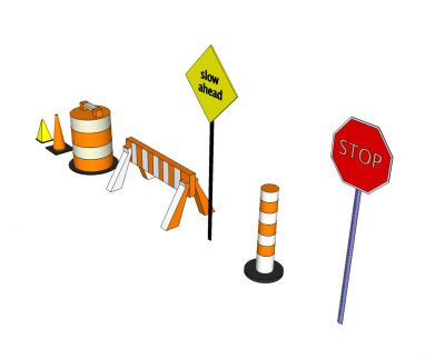 Safety road signs Sketchup model 
