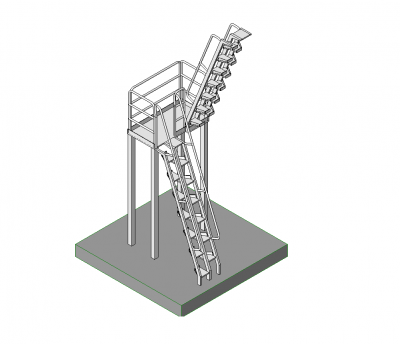 Industrial paddle staircase Revit model