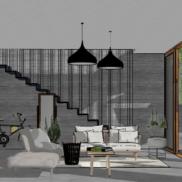 Stadthaus Wohnzimmer Design mit Fahrrad Fahrrad Design skp