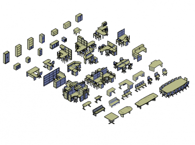 3D Office design CAD collection DWG blocks