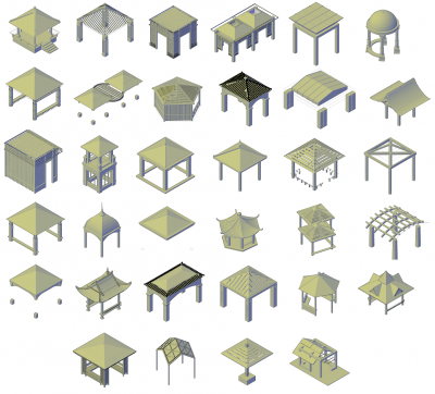 3D Gazebo CAD collection dwg