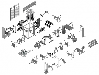 3D Gym Equipment Collection dwg