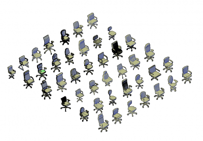 3D Office Chairs collection dwg