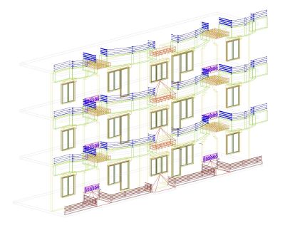 AutoCAD_2 .dwg中的3D阳台和护墙