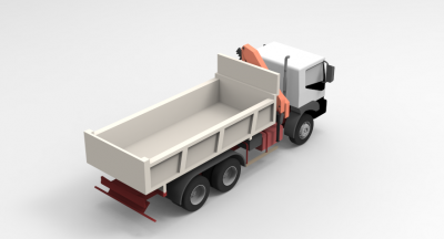 Solid-works 3D CAD Model of Dump truck with elevator crane