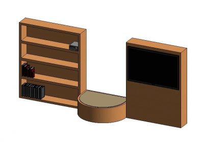 Bookcase With Bay Seating and Tv Revit Family