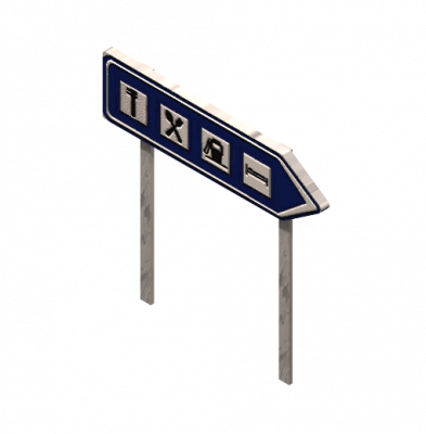 Services road sign 3DS Max model 