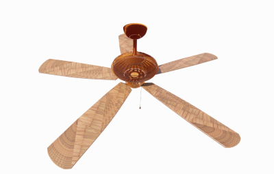Ceiling fan with 5 brown wings and bronze motor revit family