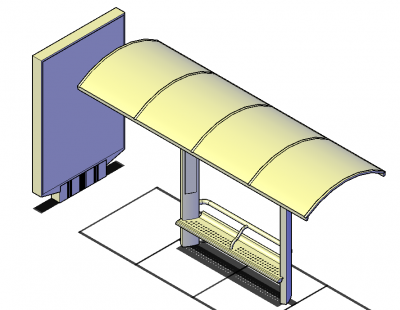 Bus stop design 3D dwg model