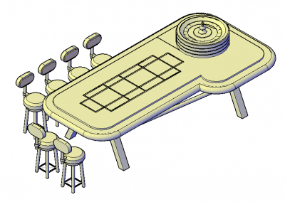 Roulette Table 2D and 3D dwg