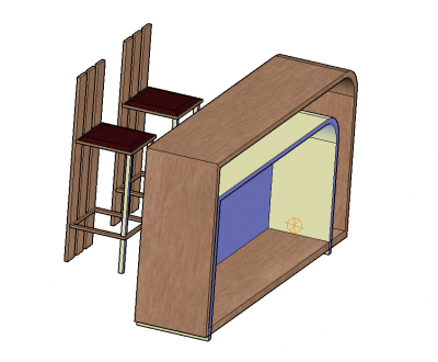 Bar y taburetes de modelos 3D DWG