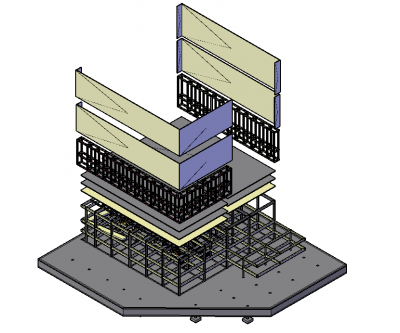 structure du bâtiment commercial modèle 3D dwg