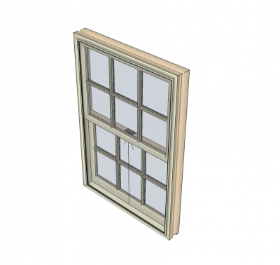 Modello Sketchup con doppia finestra a ghigliottina