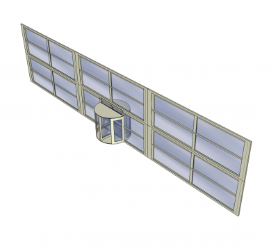 Revolving door and curtain wall Sketchup model 