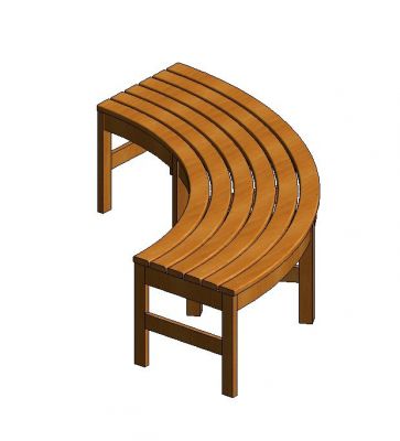 Curved Backless Bench Revit Family 