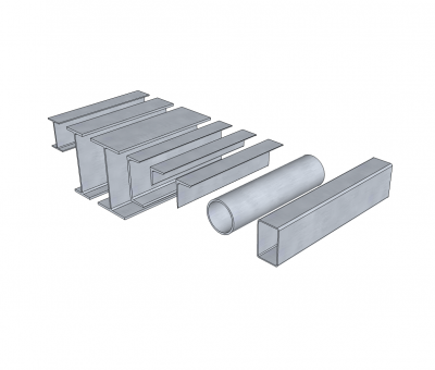 Standard steel sections Sketchup model 