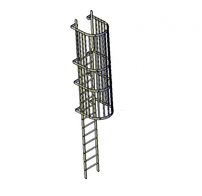 Caged access ladder 3D DWG model