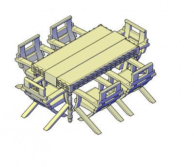 Tavolo da pranzo e sedie modelli 3D