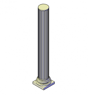Fluted column 3D DWG block 