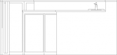 4939mm Wide Bar Counter with Drawers Right Side Elevation dwg Drawing