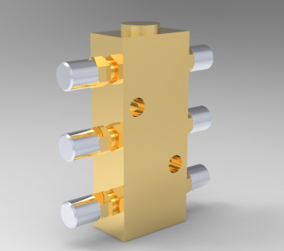 Solid-works 3D CAD Model of connector with connections in same plane 6