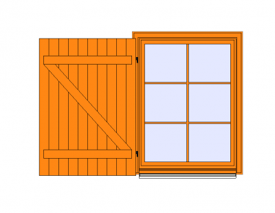 Single window with Wooden Shutter Revit Family