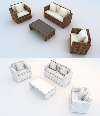 4 Piece Rattan Furniture Set