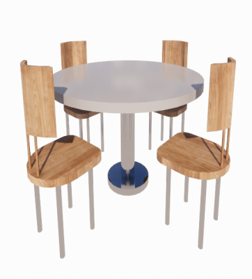 Diameter Fast Food Restaurant Table with 4 Chairs revit family