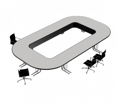 modèles 3D de table de réunion et chaises