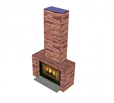 Brick fireplace Sketchup model 