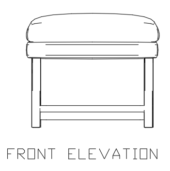 510mm Height Wooden Bench with 60mm Soft Cushion Front Elevation dwg Drawing