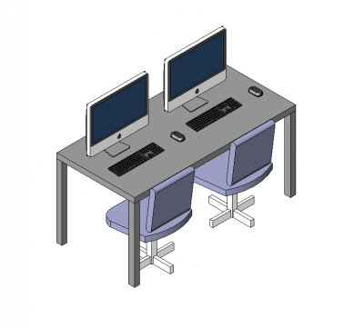 Computer desk 3d dwg and revit model