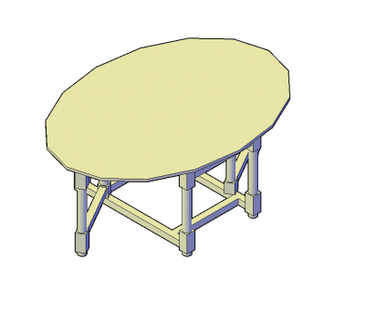 Oval dining table 3D DWG block 