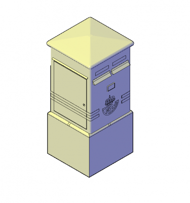 Post box 3D DWG block 