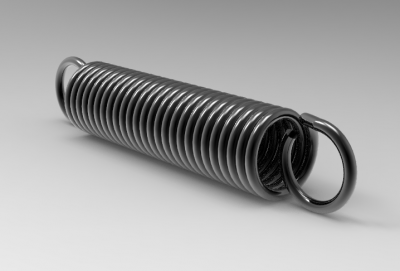 Autodesk Inventor ipt file 3D CAD Model of Service Spring for Extension, OD (inch)=0.12	Wire D(inch)=0.016	Free Length L=0.88
