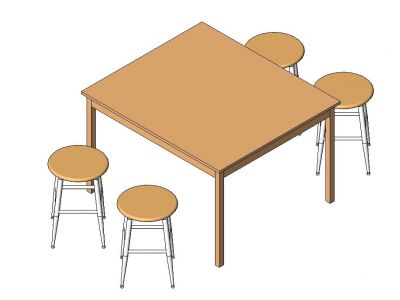 School Desk And Chairs Revit Family